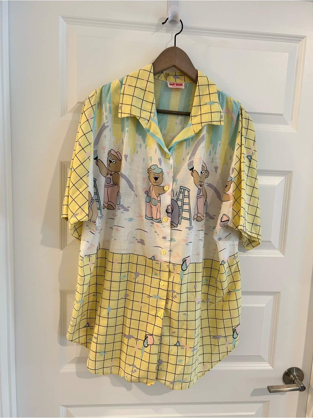 Vintage 80s Hot Stuff Teddy Bear Shirt Yellow Multi Size 2X